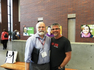 Chuck Robinson, co-owner of Village Books, and writer Garth Stein